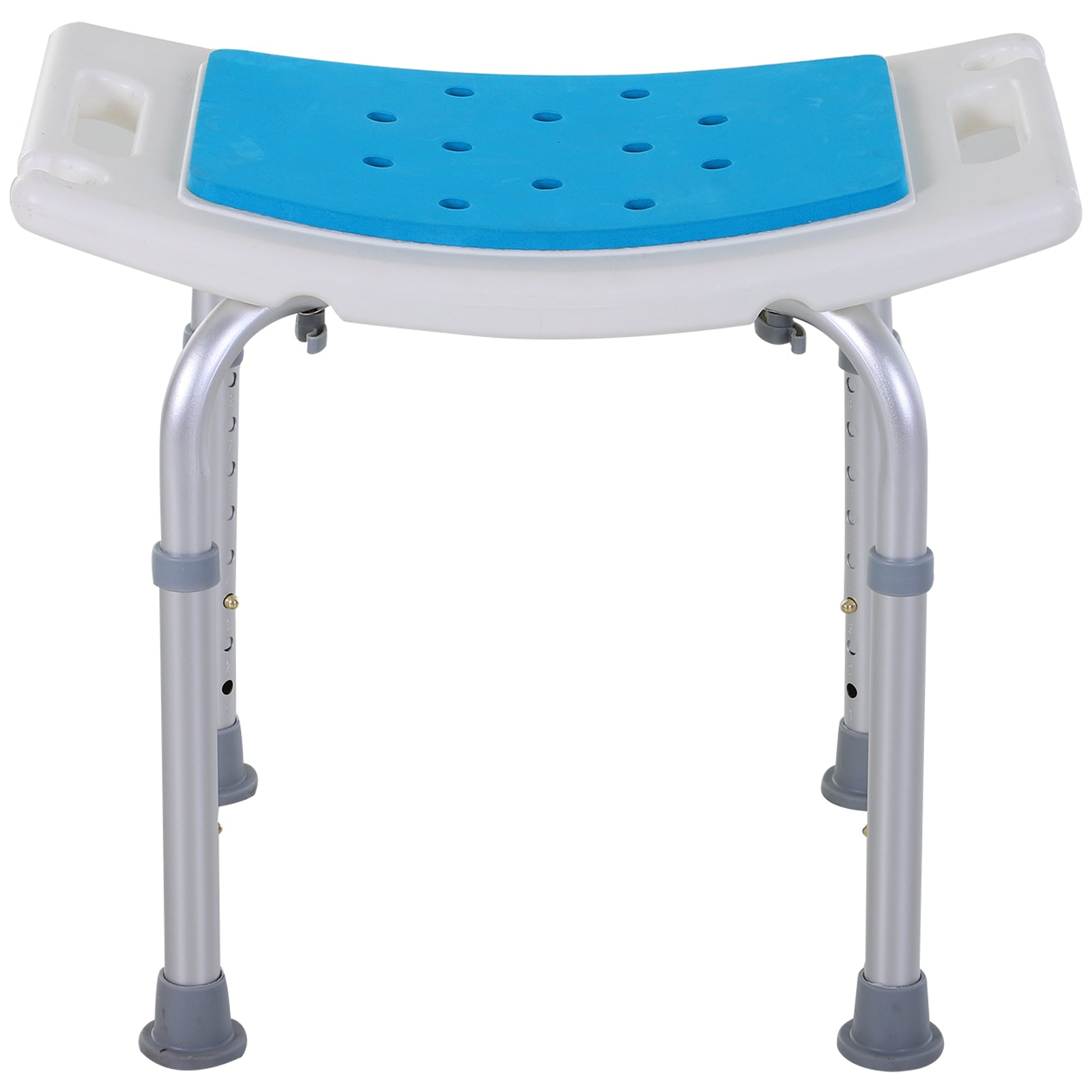 HOMCOM Adjustable Aluminum Bath Stool Spa Shower Chair Non-Slip w/ Shower Hole