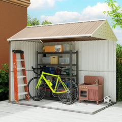 Outsunny 8' x 6' Metal Garden Storage Shed, Extra Large Outdoor Tool Storage House w/ Doors, Window and Air Vents, Brown