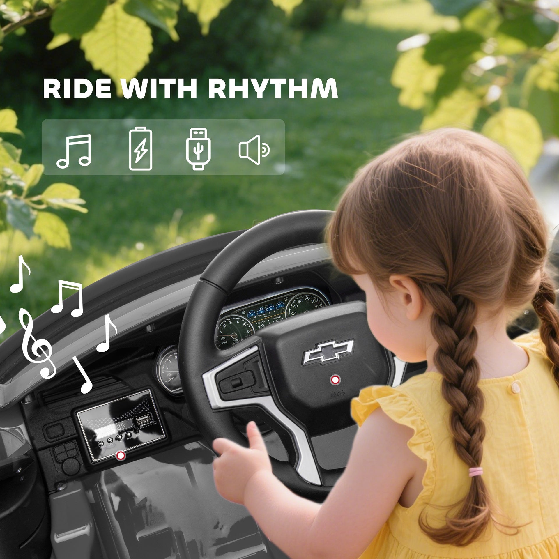 Aosom Licensed Chevrolet Tahoe Ride On Car, 12V 7AH Battery Power Ride On Toy with Parent Remote Control, LED Lights, Music, 4 Wheeler Suspension, 3 Speeds, Kids Electric Vehicle for Aged 3+, Gray
