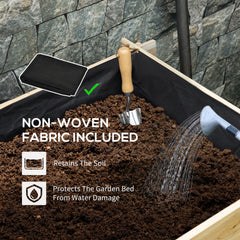 Outsunny 3 Tier Raised Garden Bed, Water Draining Fabric for Soil, Elevated Wood Flower Box for Vegetables, Herbs, Natural