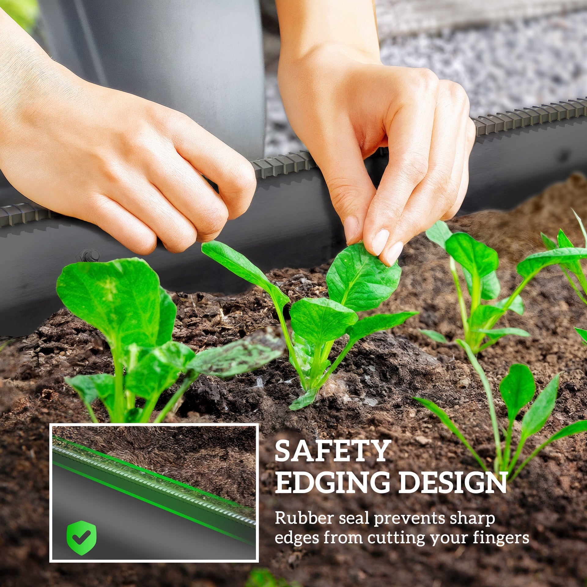 Outsunny 4.9' x 2' x 1' Galvanized Raised Garden Bed Kit, Metal Planter Box with Safety Edging, Dark Gray