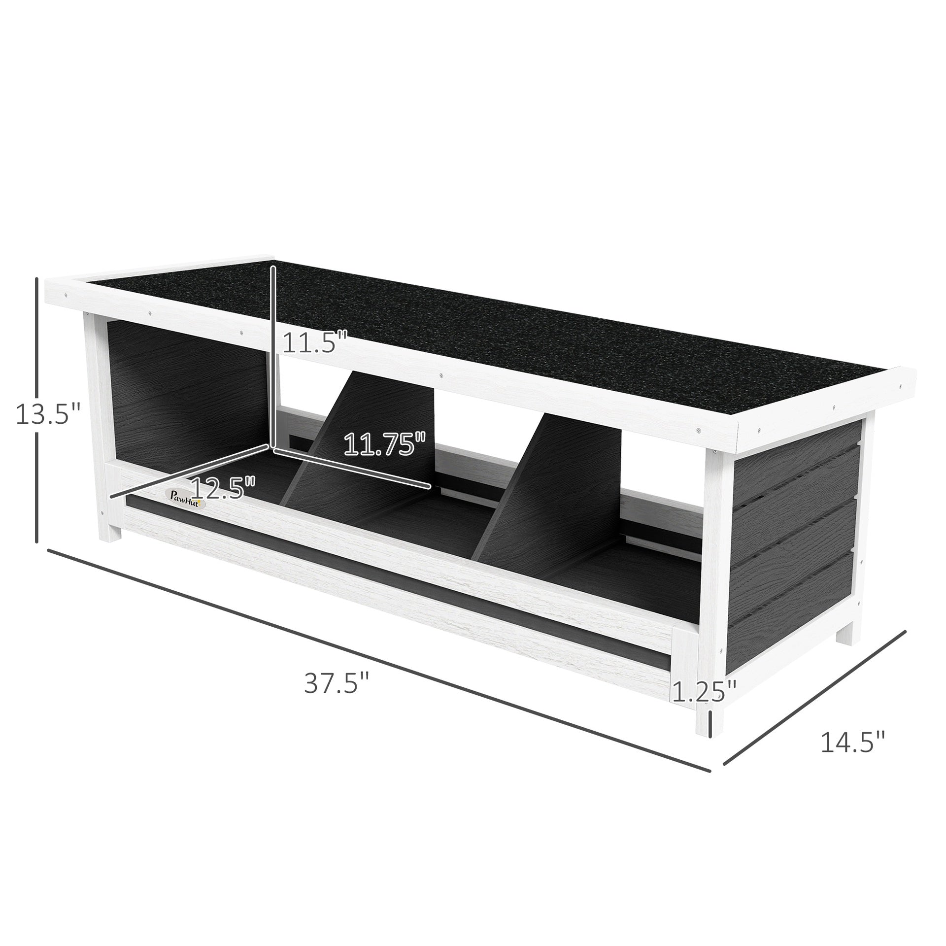 PawHut Wood Nesting Boxes Chicken Coop Accessories for Up to 3 Chickens, with Asphalt Roof, Gray