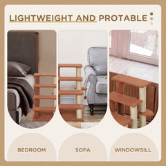 PawHut 4 Levels Cat Steps with Scratching Posts for High Bed, Sofa, Brown