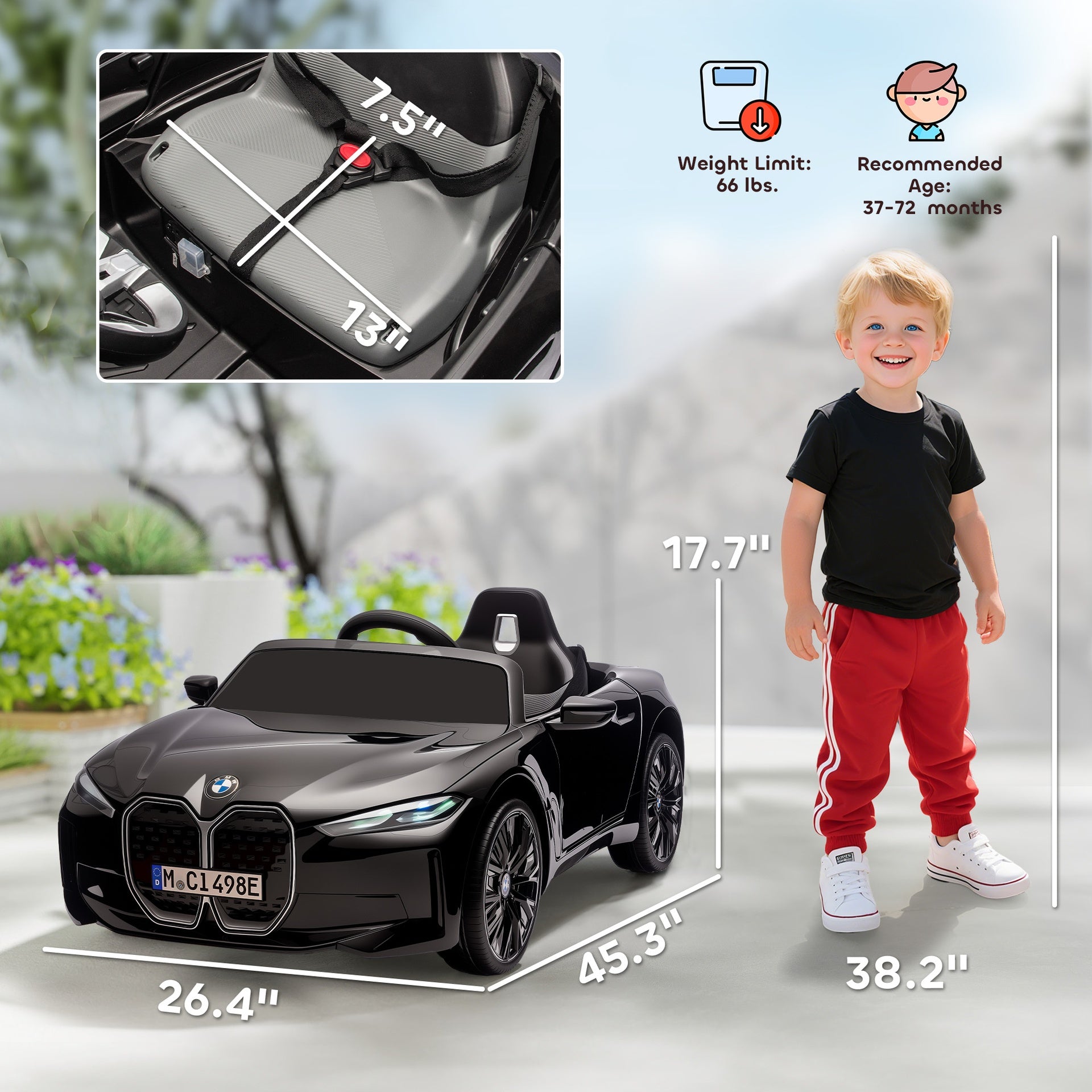 Aosom 12V Electric Car for Kids with 2.4G Remote Control, Suspension, Black