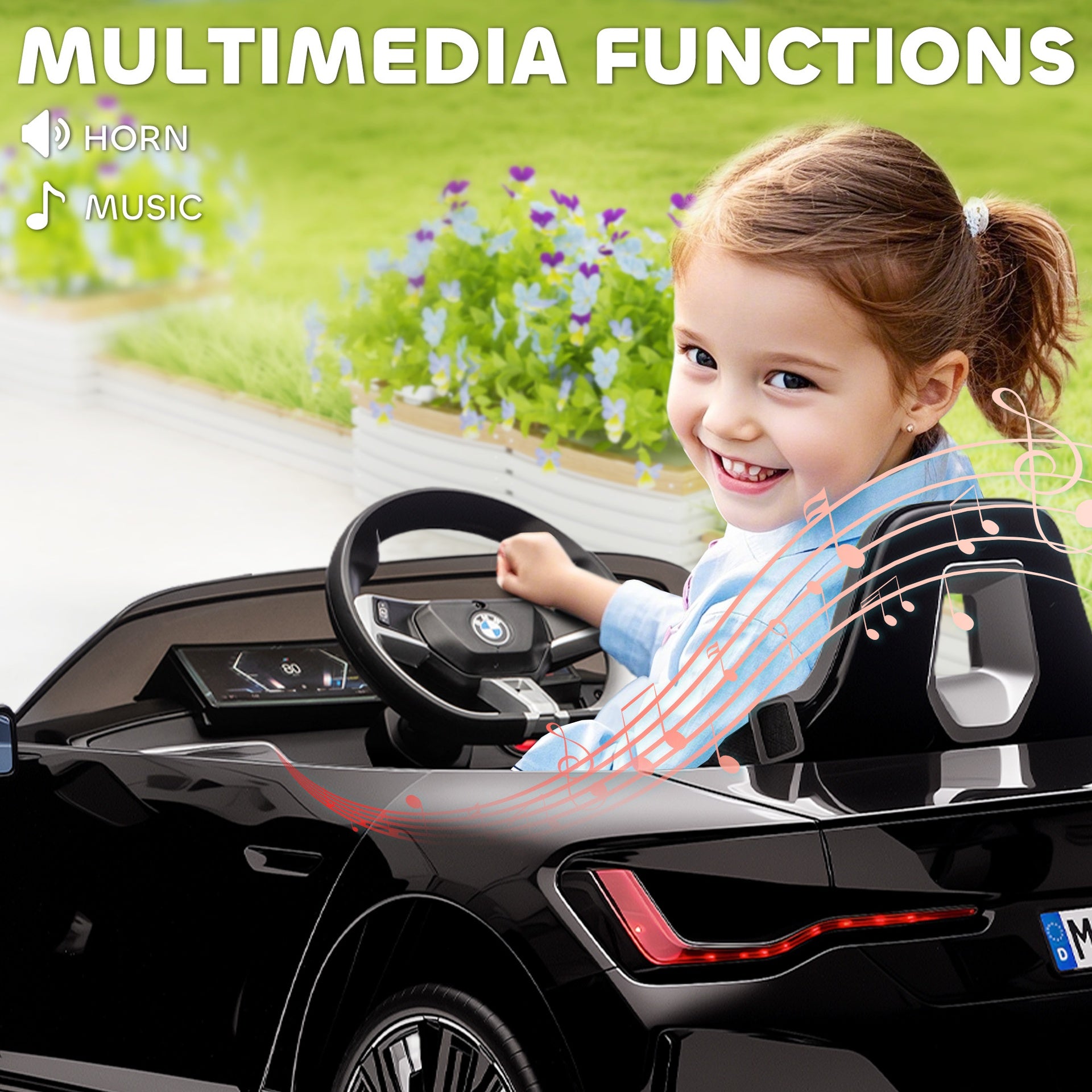 Aosom 12V Electric Car for Kids with 2.4G Remote Control, Suspension, Black