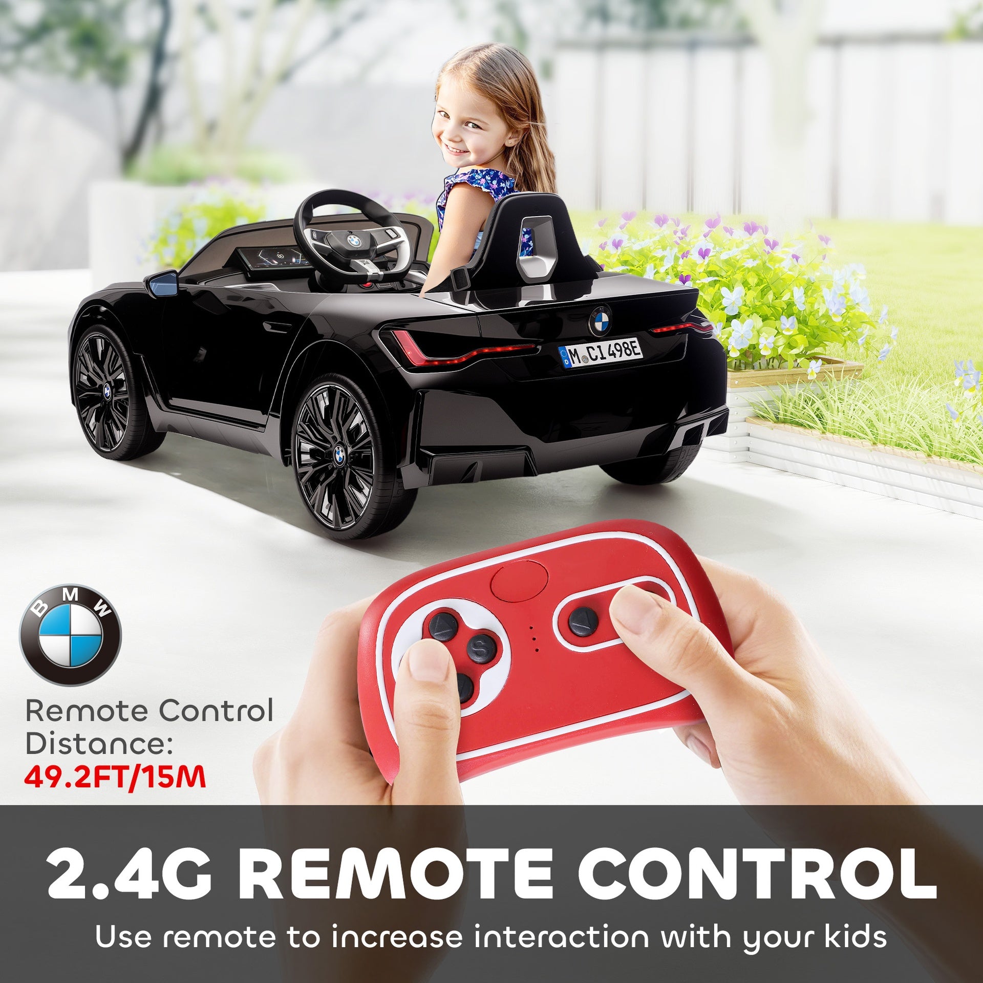 Aosom 12V Electric Car for Kids with 2.4G Remote Control, Suspension, Black