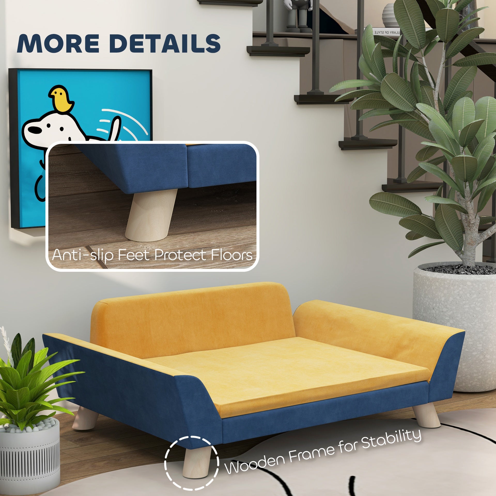 PawHut Dog Sofa Bed for Small Dogs with Soft Cushion, Washable Cover & Non-Slip Foot Pads, Orange