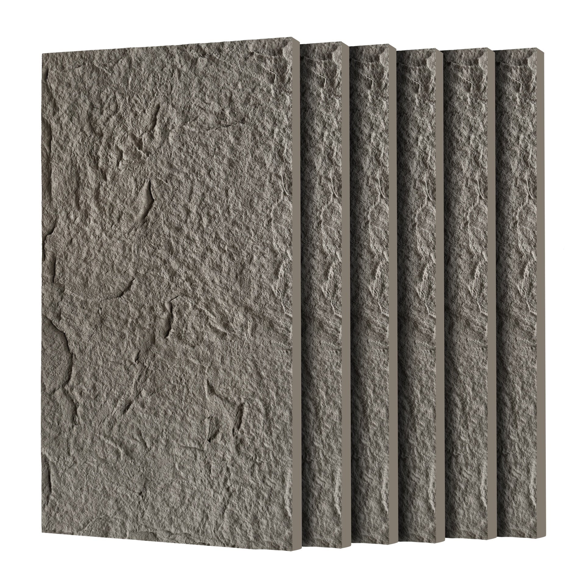 3D Faux Stone Wall Panels, 6 PCS PU Wainscoting Panel for Interior Wall Decor, Flame-resistant & Lightweight & Waterproof, for TV Wall, Office, Living Room,  47.24" × 23.62"(Stone skin)(Charcoal Grey)