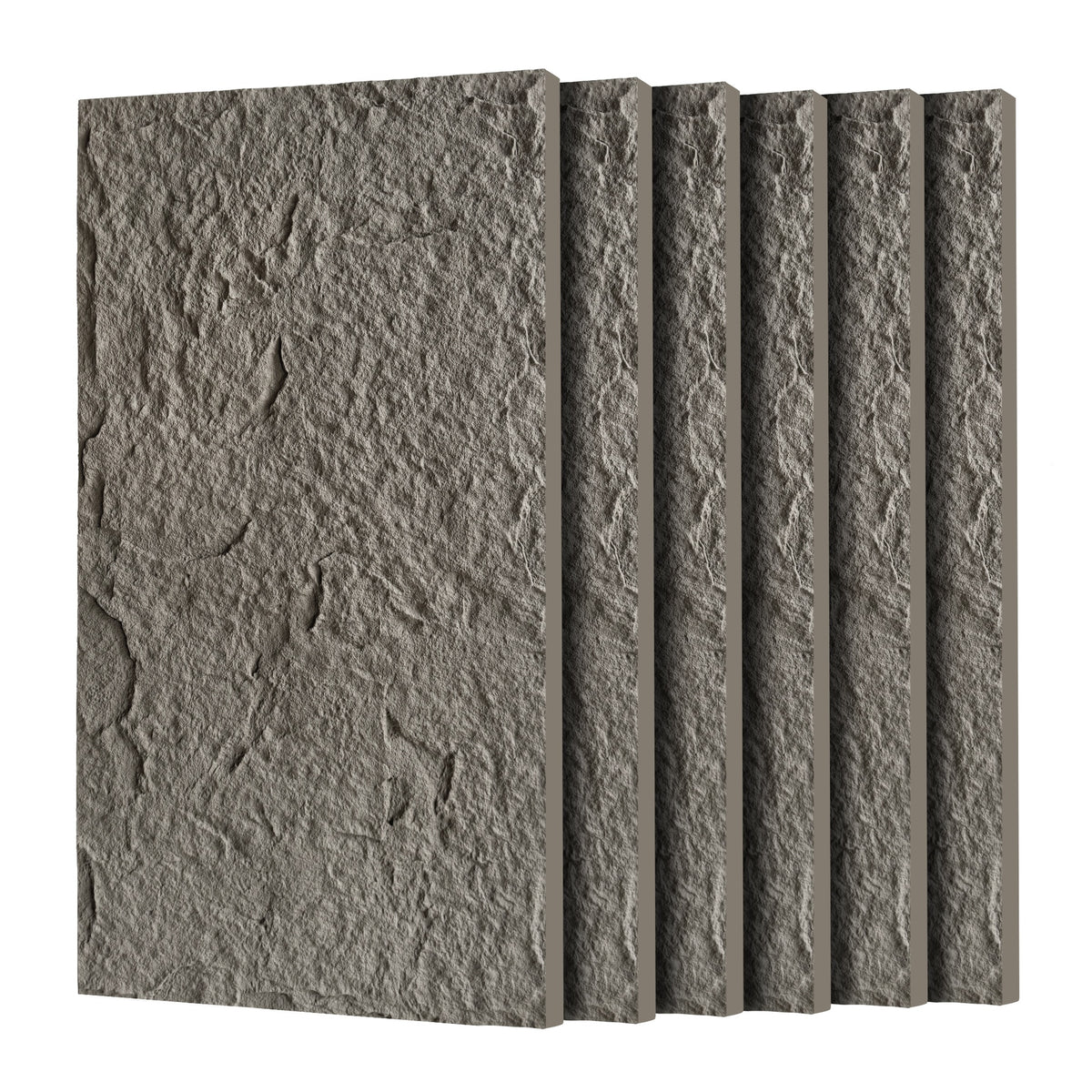 3D Faux Stone Wall Panels, 6 PCS PU Wainscoting Panel for Interior Wall Decor, Flame-resistant & Lightweight & Waterproof, for TV Wall, Office, Living Room,  47.24" × 23.62"(Stone skin)(Charcoal Grey)