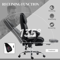 Vinsetto 6 Point Vibration Massage Office Chair with Heat, PU Leather Computer Chair with Adjustable Height Reclining Back, Black