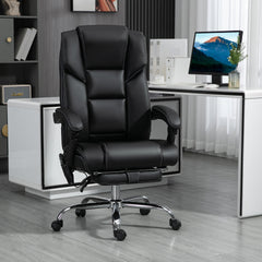 Vinsetto 6 Point Vibration Massage Office Chair with Heat, PU Leather Computer Chair with Adjustable Height Reclining Back, Black