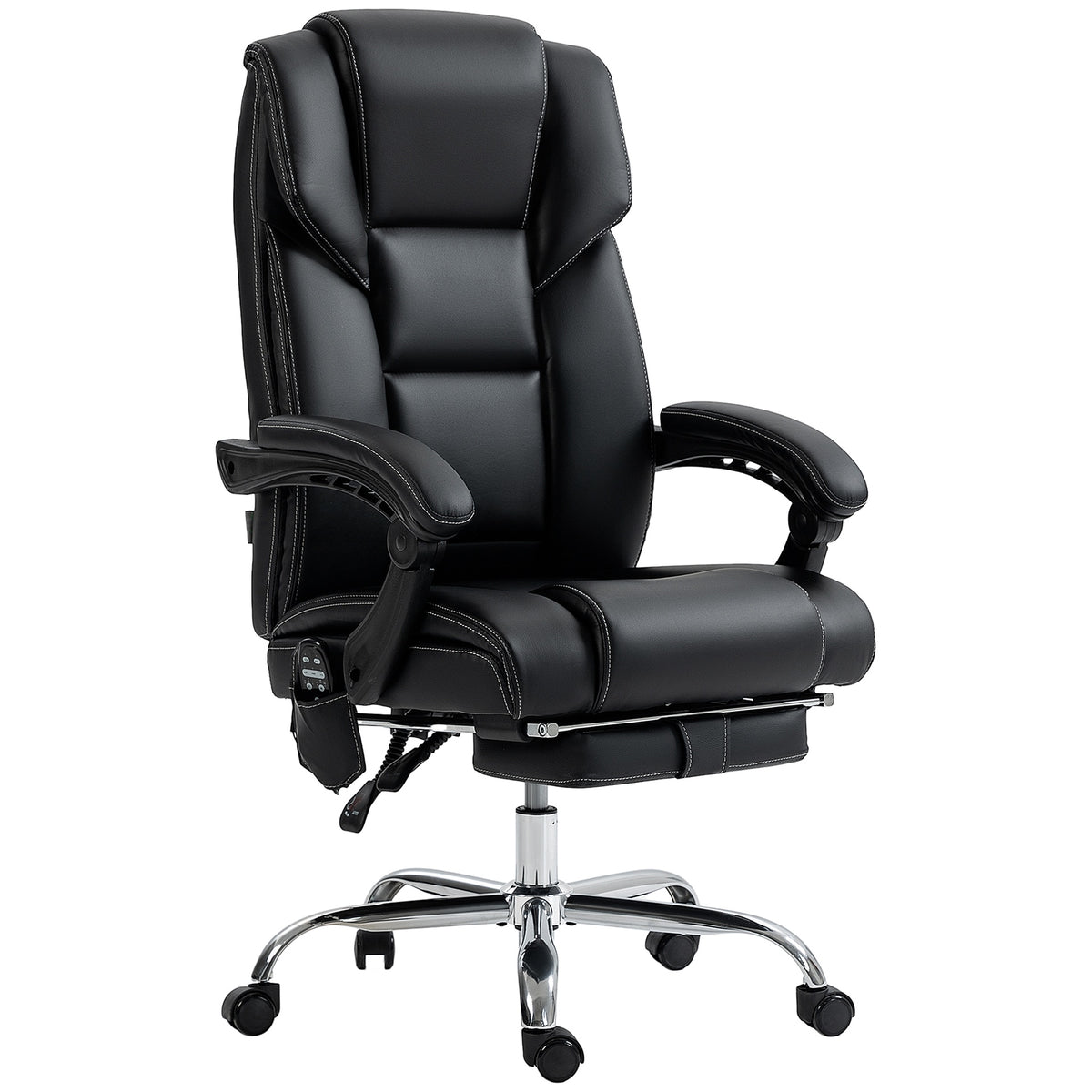 Vinsetto 6 Point Vibration Massage Office Chair with Heat, PU Leather Computer Chair with Adjustable Height Reclining Back, Black
