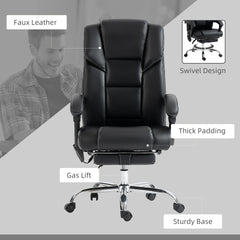 Vinsetto 6 Point Vibration Massage Office Chair with Heat, PU Leather Computer Chair with Adjustable Height Reclining Back, Black