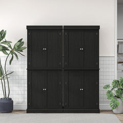 HOMCOM 72" Kitchen Cabinet, Pantry Storage Cabinet with Doors and Shelves, Freestanding Food Pantry Cabinet, Black Wood Grain