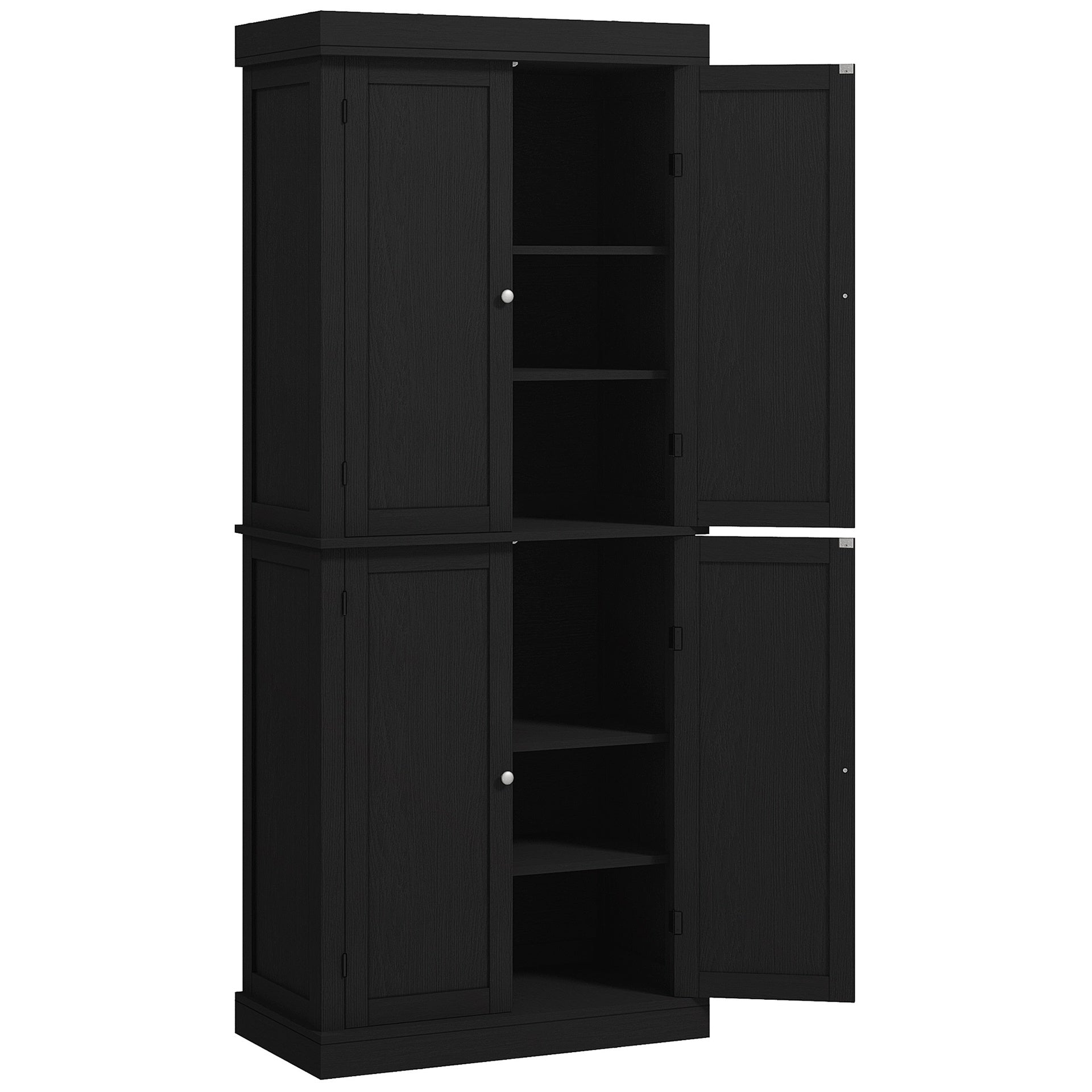 HOMCOM 72" Kitchen Cabinet, Pantry Storage Cabinet with Doors and Shelves, Freestanding Food Pantry Cabinet, Black Wood Grain