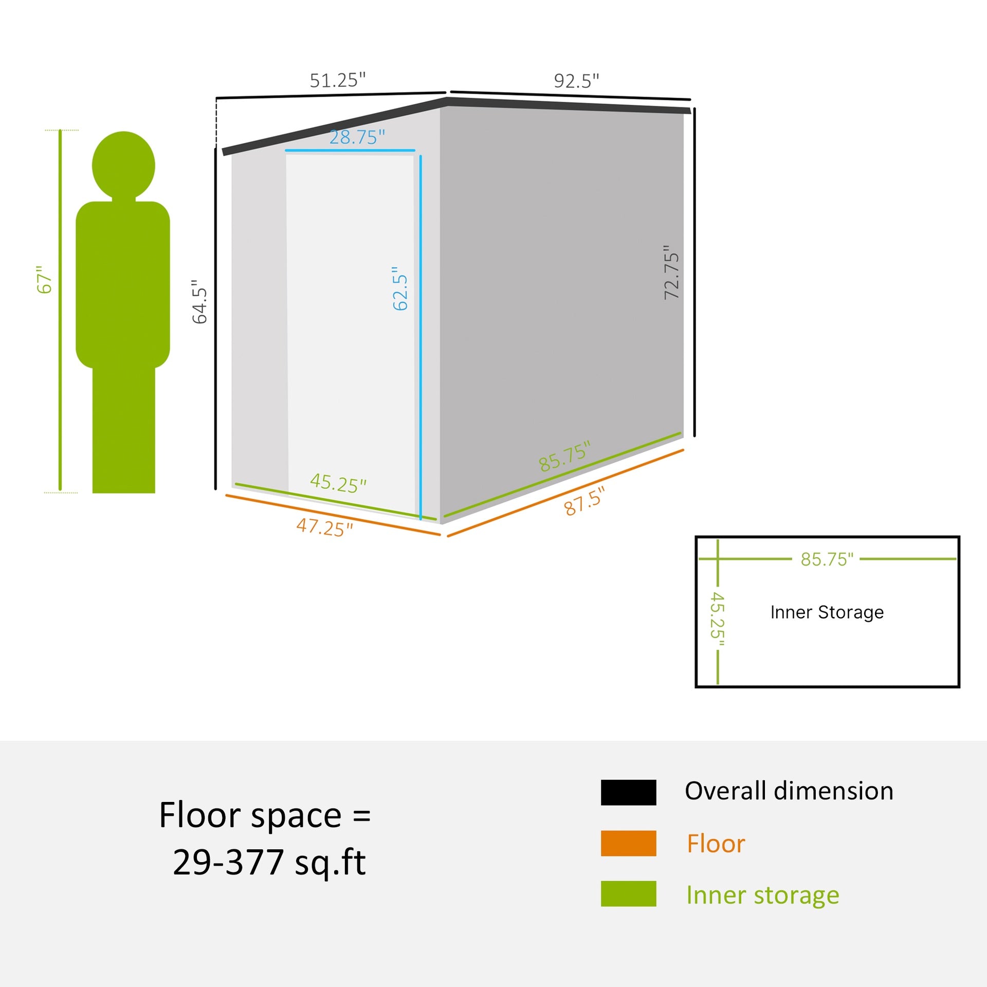 Outsunny 4' x 8' Lean to Garden Storage Shed, Outdoor Metal Tool House with Lockable Door Vents for Backyard Patio Lawn, Gray