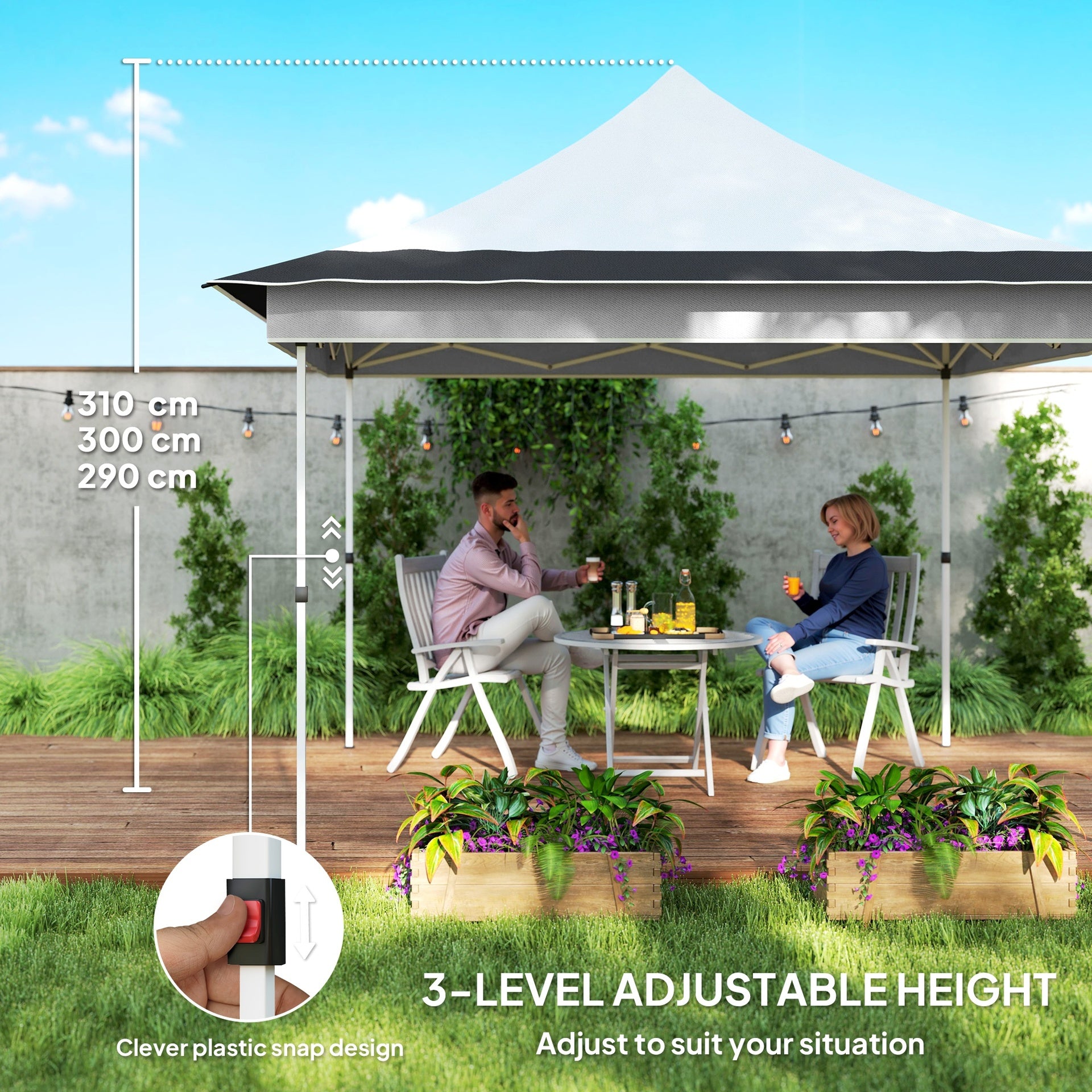 Outsunny 12 x 12 ft. Canopy Tent with Mesh Netting, UPF50+ Pop Up Tent with Carry Bag for Garden, Patio, Light Gray