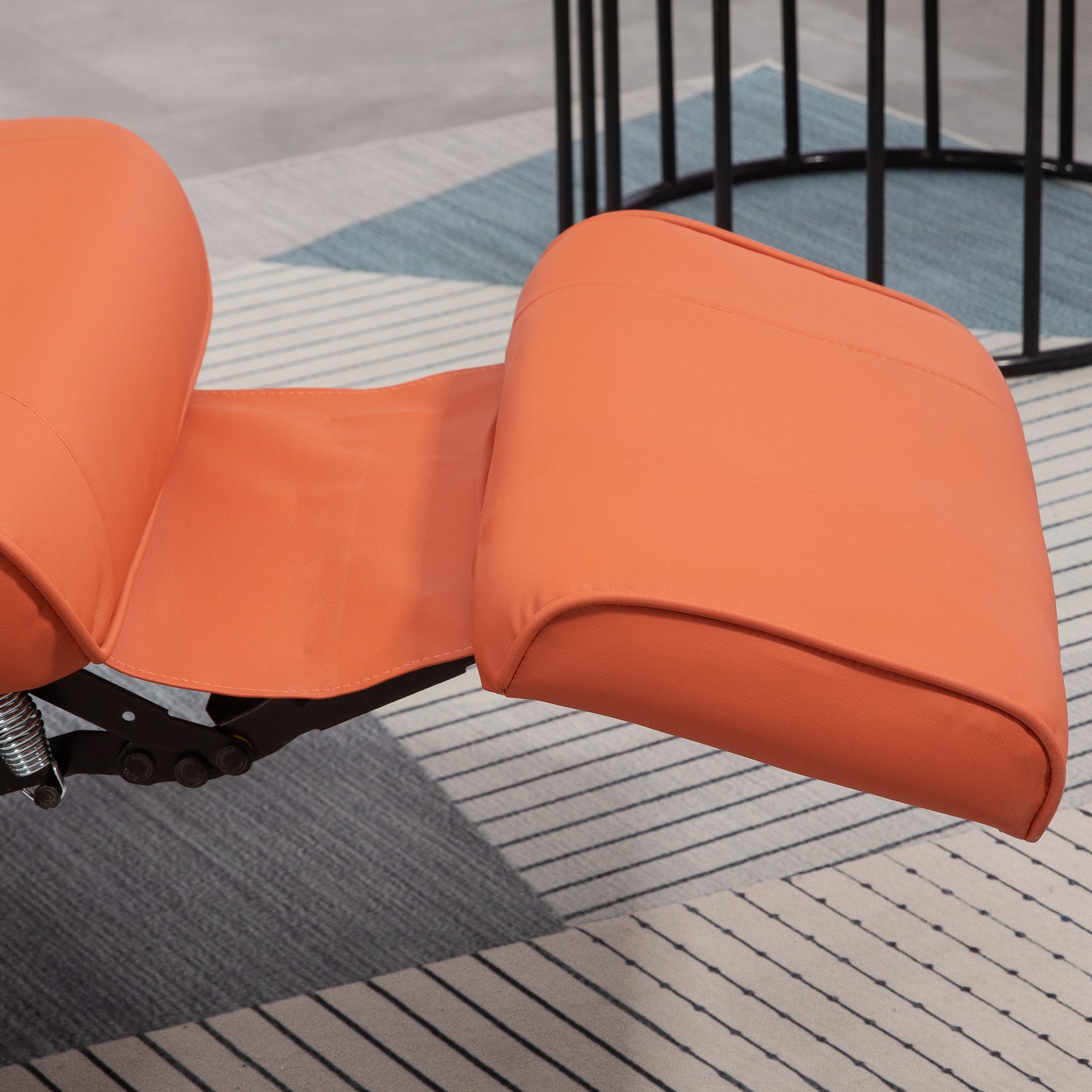 HOMCOM Faux Leather Recliner Chair, Swivel Recliner with Footrest, Armrest and Wood Base for Living Room, Orange