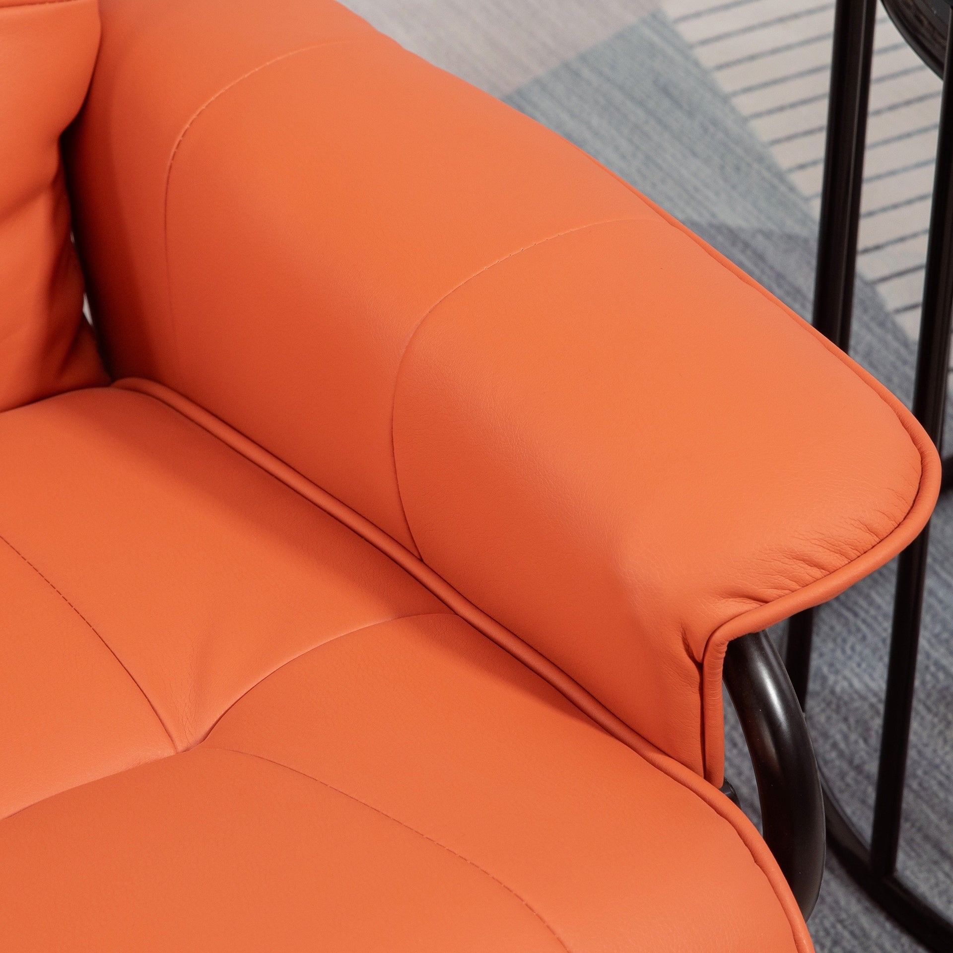 HOMCOM Faux Leather Recliner Chair, Swivel Recliner with Footrest, Armrest and Wood Base for Living Room, Orange