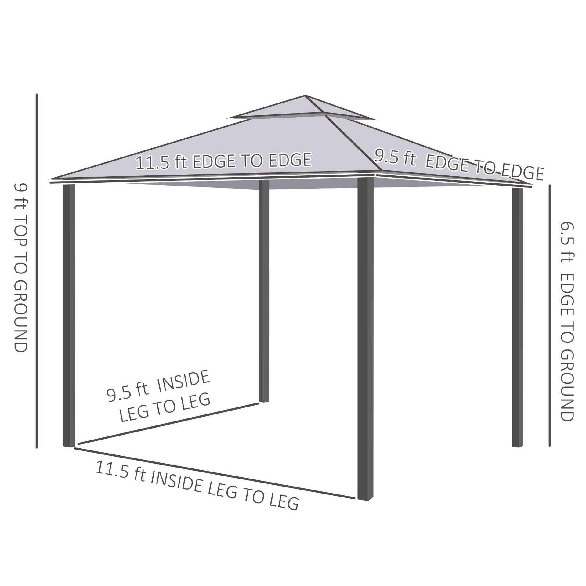 Outsunny 9.6' x 11.6' Patio Gazebo Outdoor Canopy Shelter with 2-Tier Roof and Netting, Steel Frame for Garden, Cream White