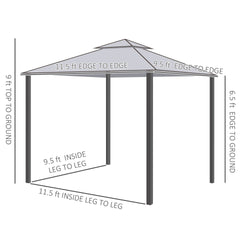Outsunny 9.6' x 11.6' Patio Gazebo Outdoor Canopy Shelter with 2-Tier Roof and Netting, Steel Frame for Garden, Cream White