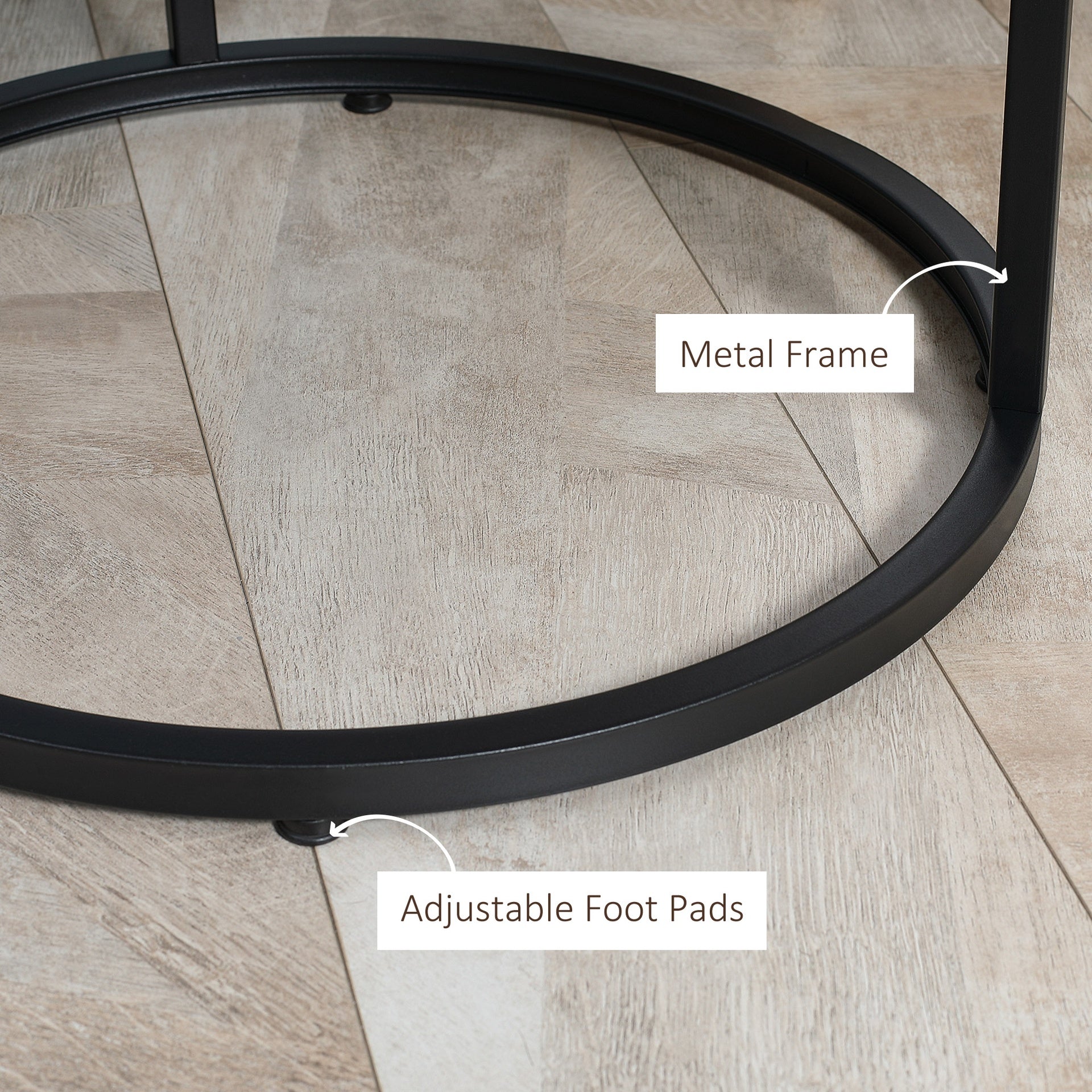 HOMCOM Round Nesting Tables Set of 2, Stacking Coffee Table Set with Metal Frame for Living Room, Grey