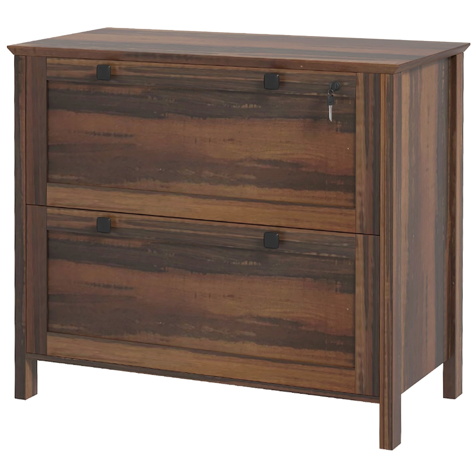 HOMCOM Lateral File Cabinet, 2 Drawer Filing Cabinet with Adjustable Hanging Bar for Letter, A4 and Legal Size, Brown