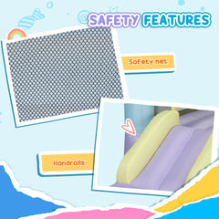 Qaba Inflatable Bounce House with Air Blower, Slide, Stakes, Repair Patches, Storage Bag, for Kids Ages 3-8, 98" x 65" x 79"