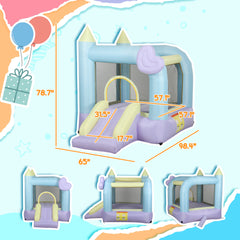 Qaba Inflatable Bounce House with Air Blower, Slide, Stakes, Repair Patches, Storage Bag, for Kids Ages 3-8, 98" x 65" x 79"