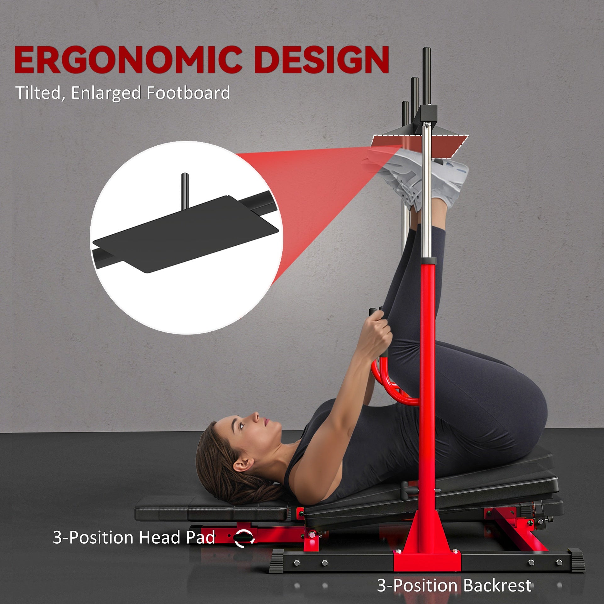 Soozier Vertical Leg Press Machine with Adjustable Leg, Back, and Head Positions, 1" Standard Plate Compatible, Red