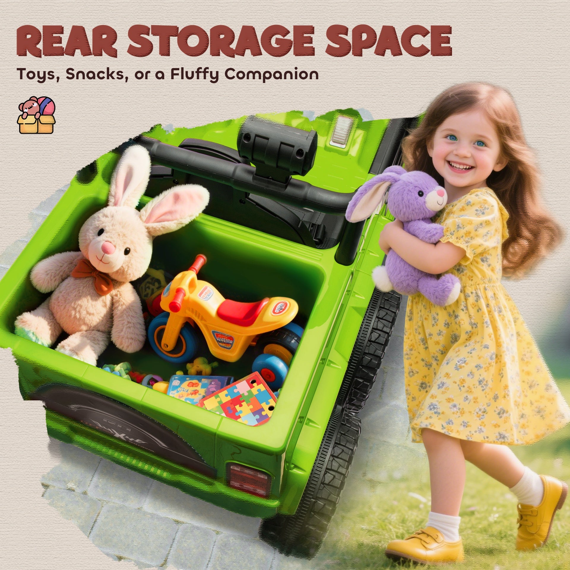 Qaba 12V 4x4 Kids Electric Car w/ 2WD/4WD Switchable, Remote Control, Spring Suspension System, Back Trailer, Camouflage