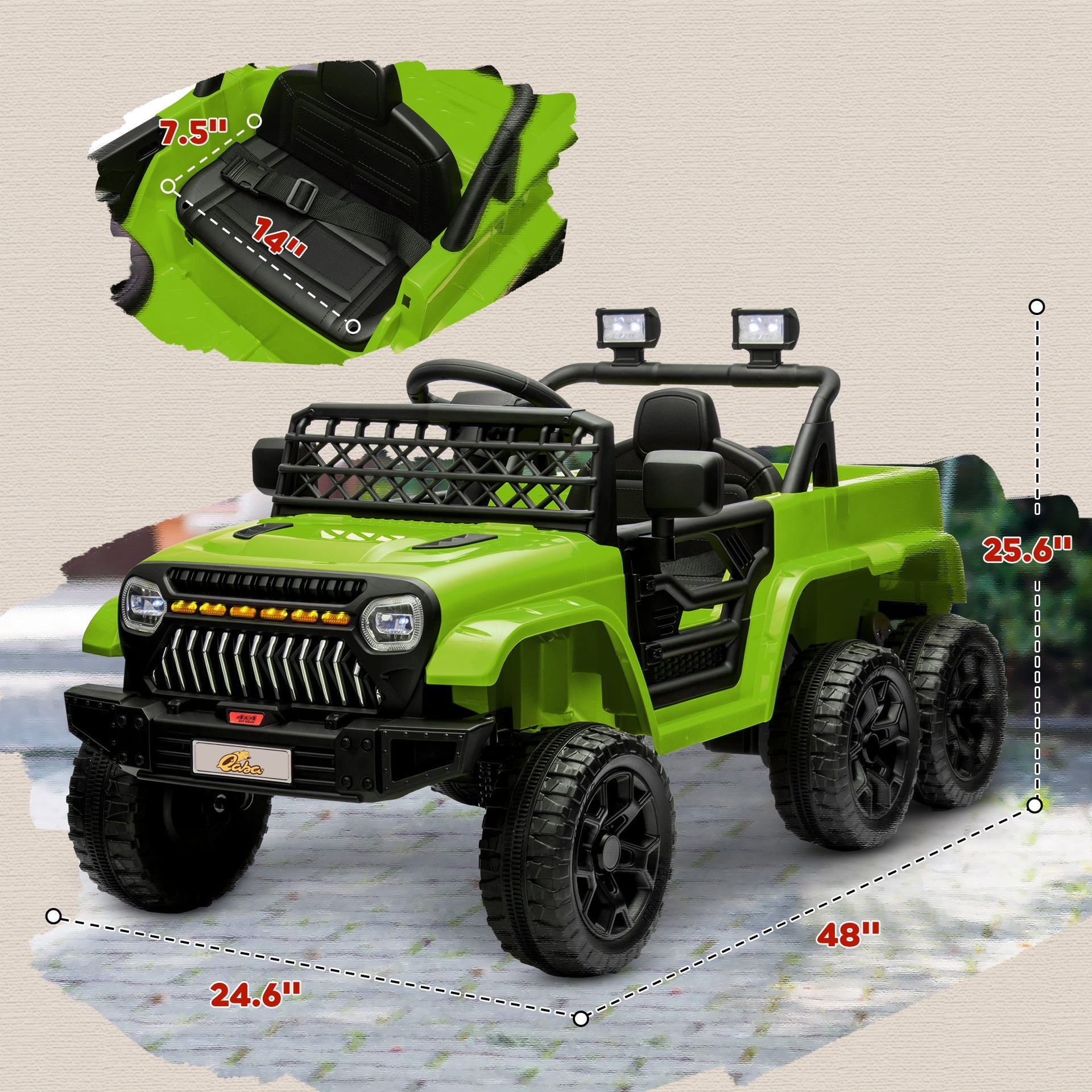 Qaba 12V 4x4 Kids Electric Car w/ 2WD/4WD Switchable, Remote Control, Spring Suspension System, Back Trailer, Camouflage