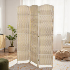 HOMCOM Folding Room Divider Screen 3 Panel 6' Tall Privacy Screen Freestanding Wood Partition for Home Office, Washed Oak
