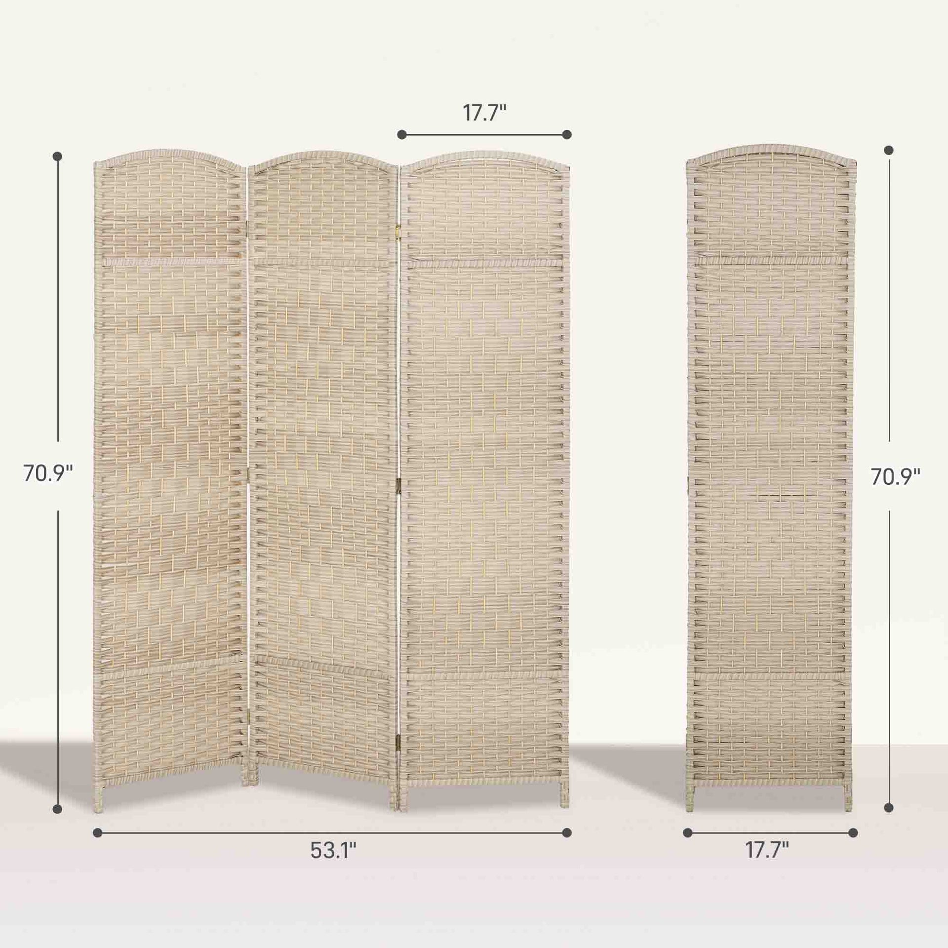 HOMCOM Folding Room Divider Screen 3 Panel 6' Tall Privacy Screen Freestanding Wood Partition for Home Office, Washed Oak