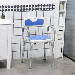 HOMCOM EVA Padded Shower Chair with Arms and Back, Bath Seat with Adjustable Height, Anti-slip Shower Bench for Seniors and Disabled, Tool-Free Assembly, 299lbs