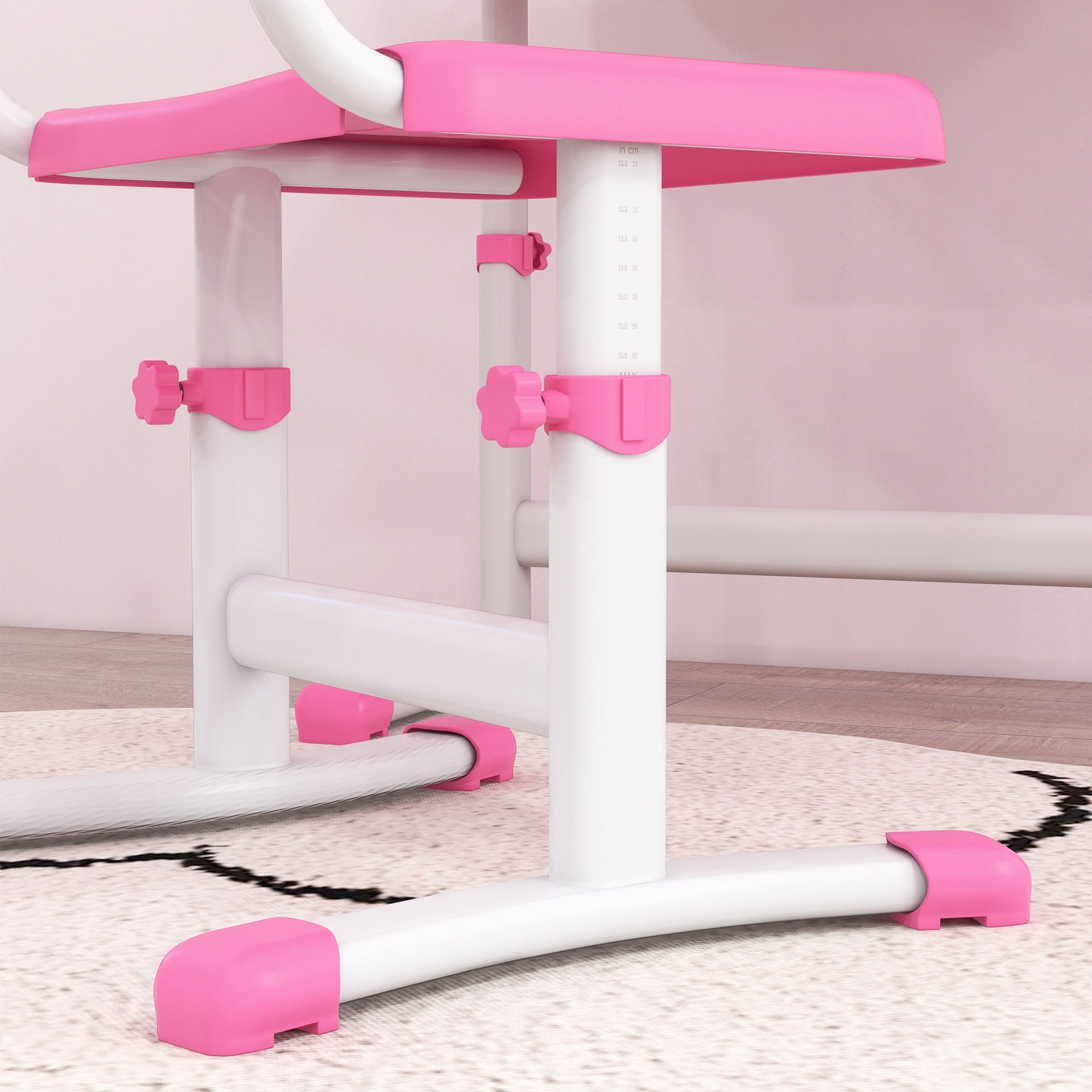 Qaba Kids Desk and Chair Set with USB Light, Storage Drawer, Pink