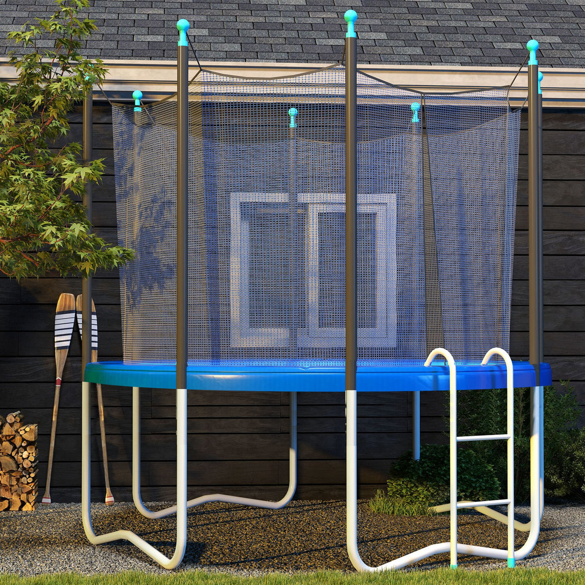 Soozier 12FT Trampoline Spring Cover, Safety Trampoline Pad Replacement, Waterproof and Tear Resistant, All Weather Trampoline Accessories, Blue