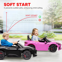 Qaba Maserati Gran Turismo Licensed 12V Kids Electric Car w/ Remote Control, Soft Start, LED Lights, Music, Horn, Black