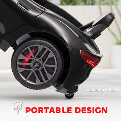 Qaba Maserati Gran Turismo Licensed 12V Kids Electric Car w/ Remote Control, Soft Start, LED Lights, Music, Horn, Black