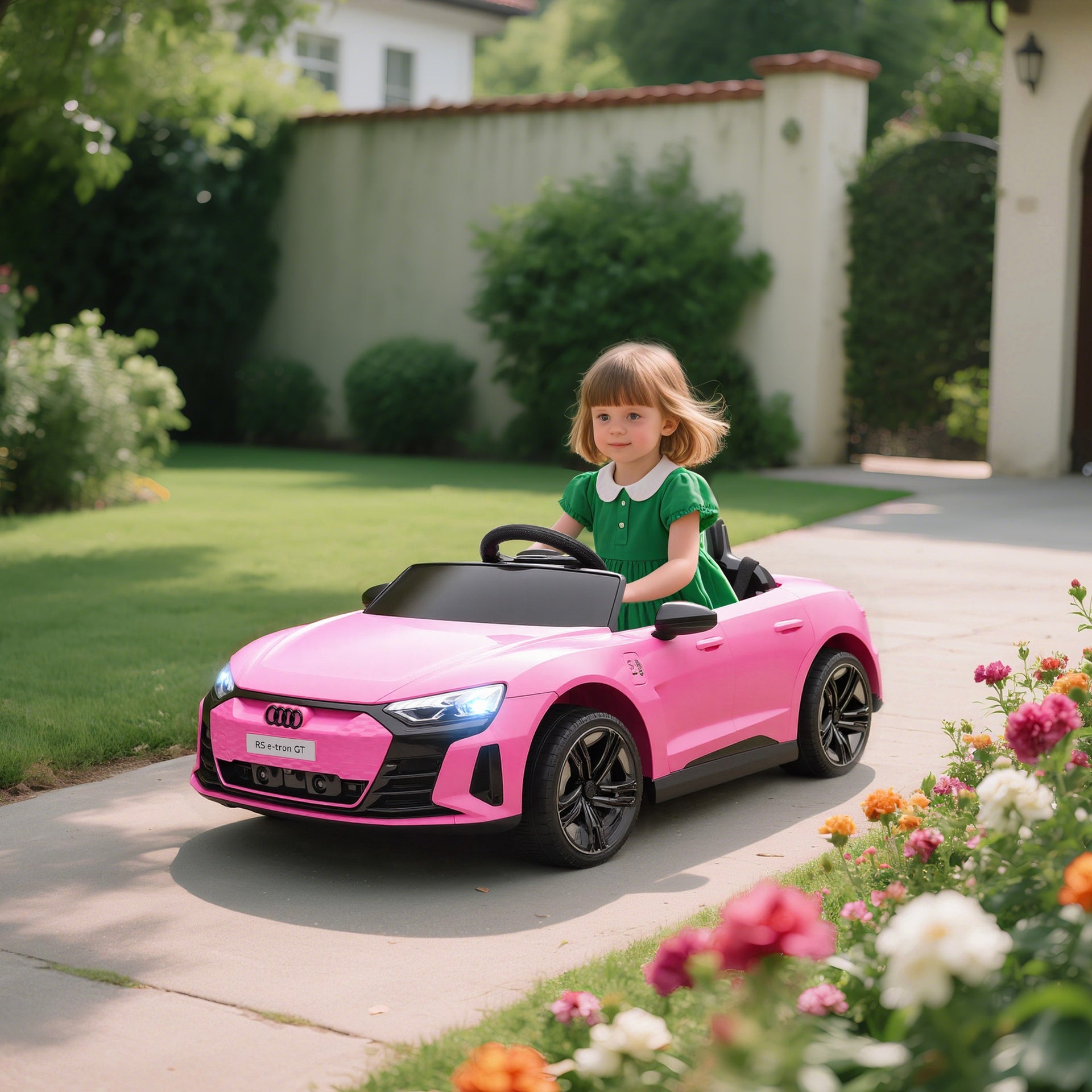 Aosom Licensed Audi RS e-tron GT 12V Ride On Car Truck for Kids, Electric Car Ride On Vehicle w/Parent Remote Control, Music, Lights, for Toddlers, Pink