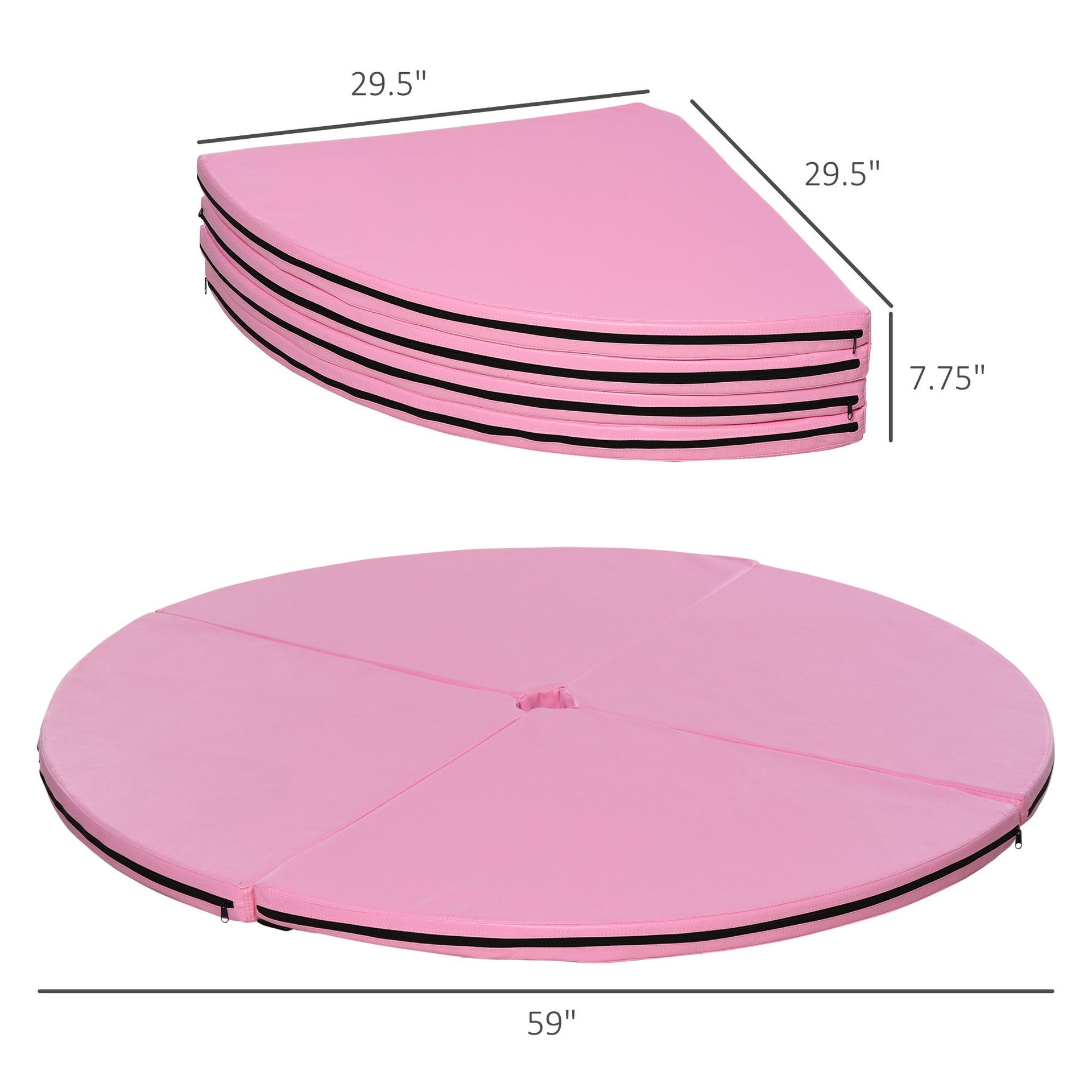 Soozier Pole Dance Mat, 2"T x 5'W Folding Pole Crash Mat for Home, Lightweight and Foldable, Pink