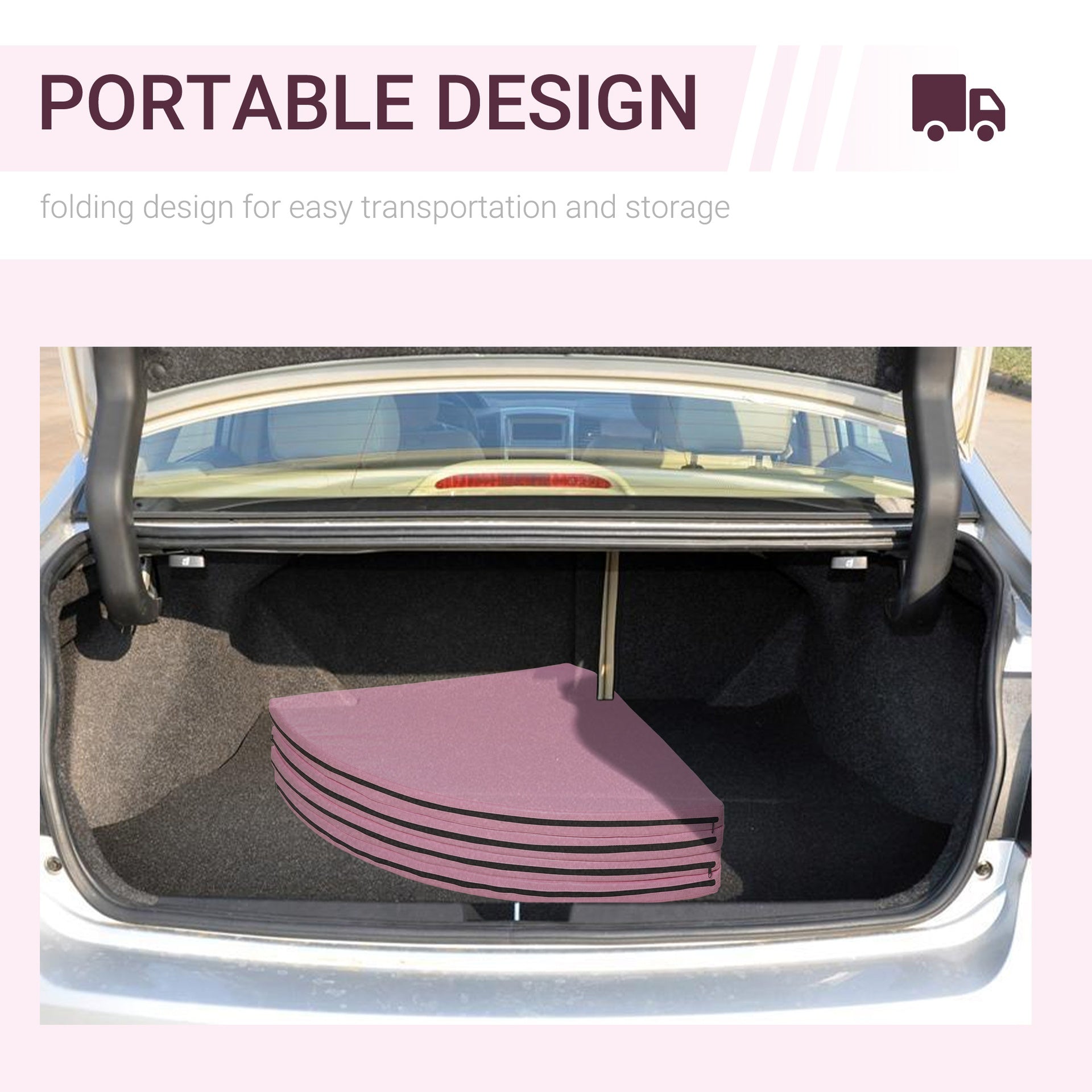 Soozier Pole Dance Mat, 2"T x 5'W Folding Pole Crash Mat for Home, Lightweight and Foldable, Pink
