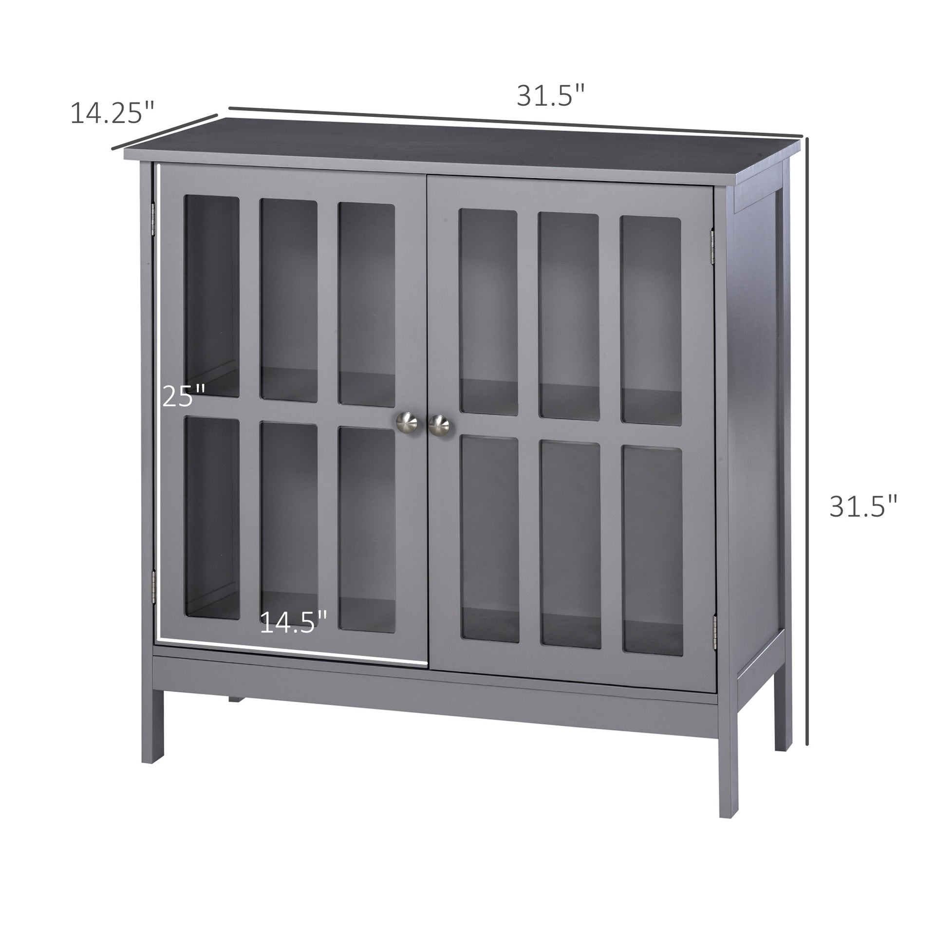 kleankin Contemporary Storage Cabinet, Cupboard Buffet Credenza with 2 Doors for Kitchen, Hallway, Living Room, Gray