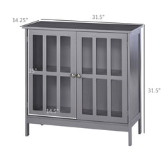 kleankin Contemporary Storage Cabinet, Cupboard Buffet Credenza with 2 Doors for Kitchen, Hallway, Living Room, Gray