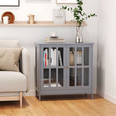 kleankin Contemporary Storage Cabinet, Cupboard Buffet Credenza with 2 Doors for Kitchen, Hallway, Living Room, Gray