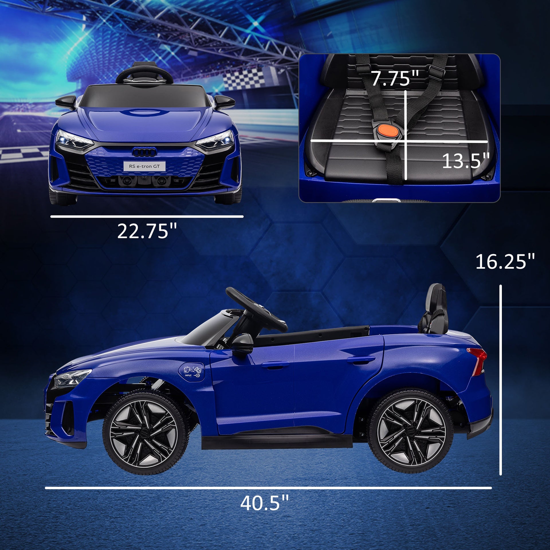 Aosom 12V Licensed Audi RS E-tron GT Kids Ride on Car with Remote Control, Suspension, Horn, Music, Lights, Dark Blue