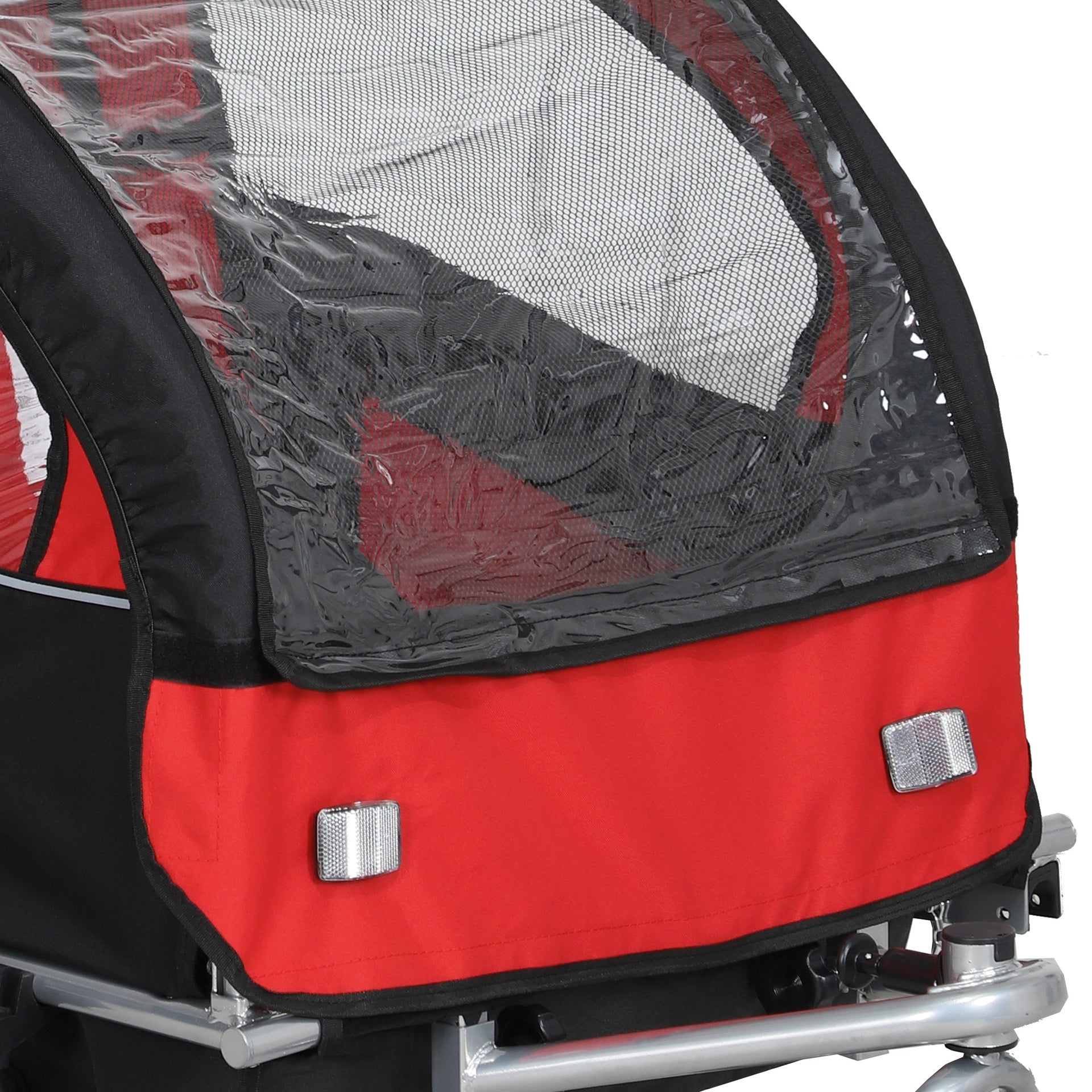 Aosom 2-Seat Elite 360 Swivel Bike Trailer for Kids Bicycle Cargo Trailer with Water-Resistant Windows, Black and Red