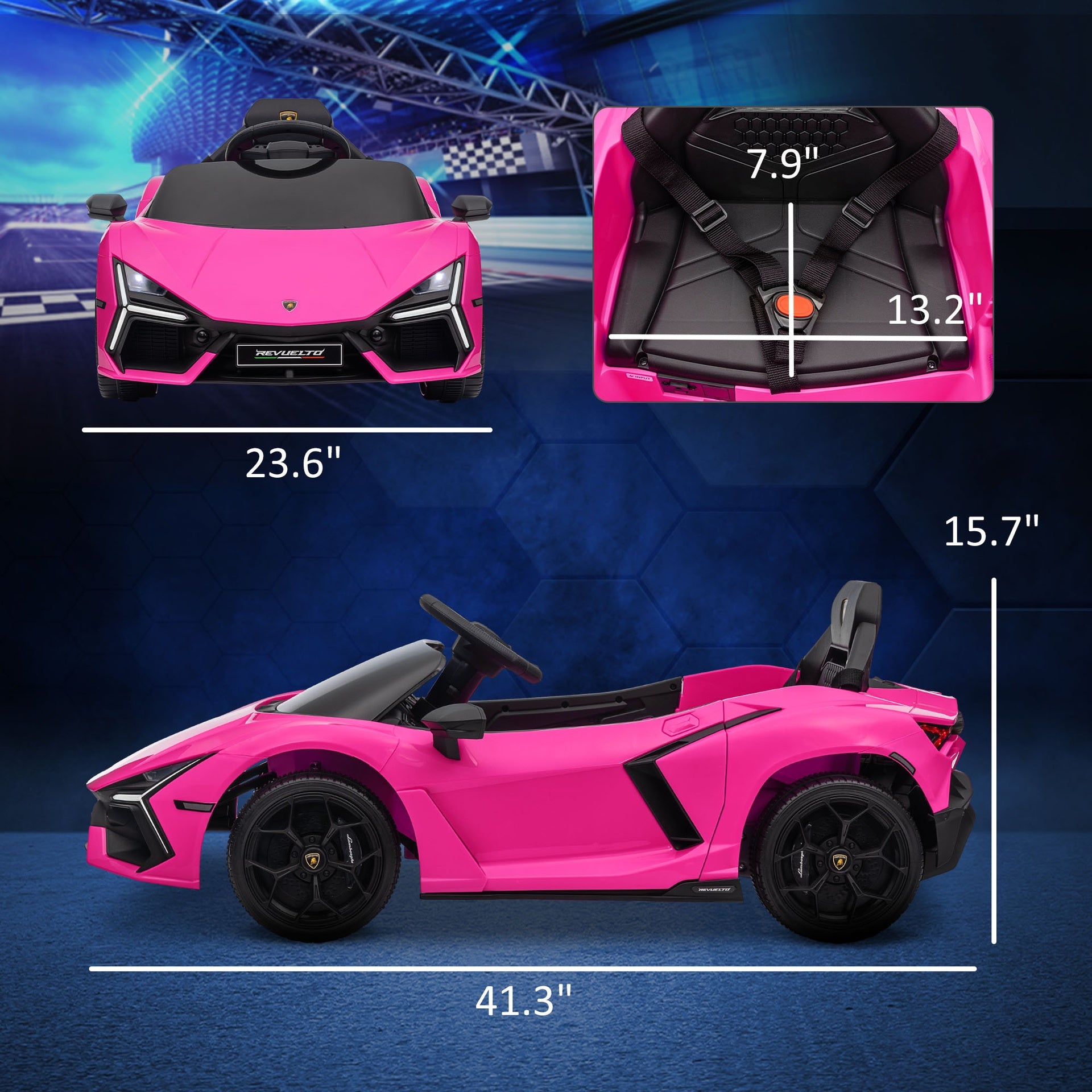 Qaba Lamborghini Revuelto Licensed 12V Kids Ride on Car Electric Car w/ Hydraulic Doors, Remote, Transport Wheels, Pink