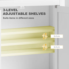 HOMCOM Bathroom Cabinet Wall Mounted, Modern Bathroom Wall Cabinet with 2 Doors and 2 Adjustable Shelves, White
