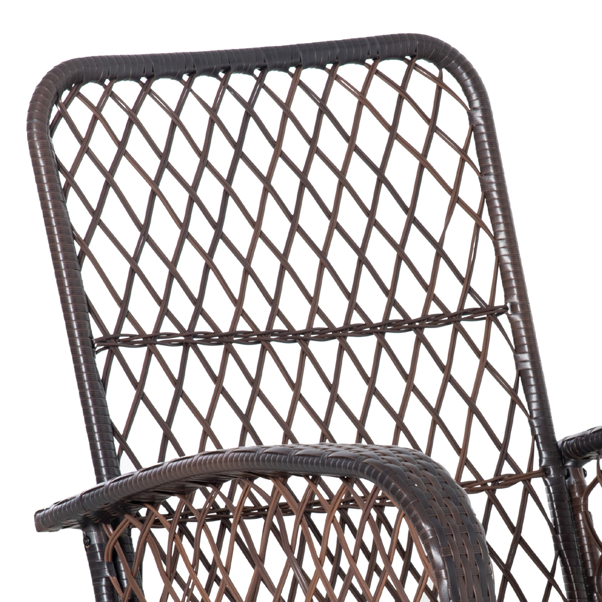 Outsunny Rattan Porch Rocker w/ Plush Cushion, Gray